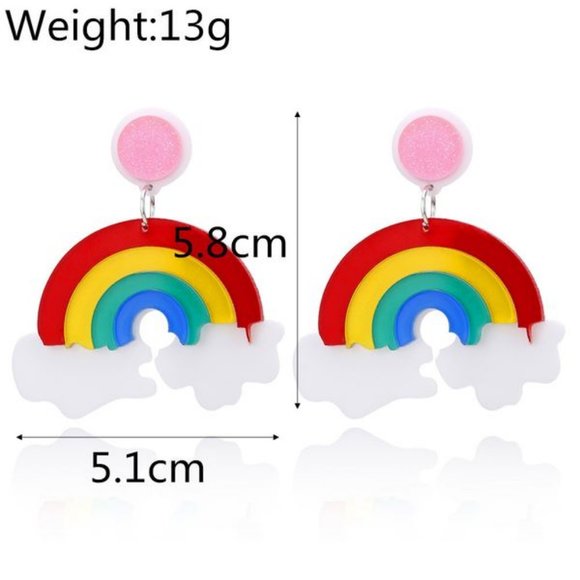 NEW Gorgeous Colorful RAINBOW Stud Dangle Earrings SPECIAL GIFT RED BLUE CLOUD - Picture 4 of 8